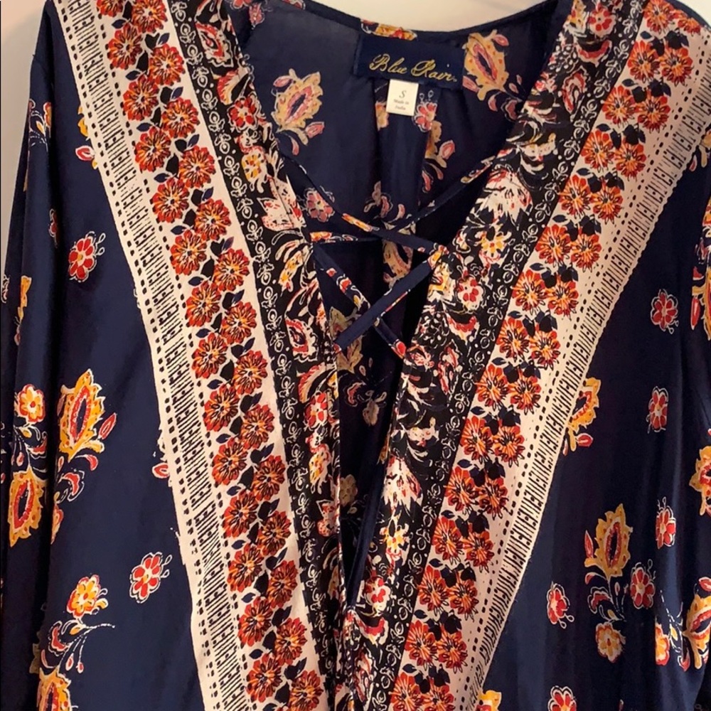 Long sleeve semi open wrap front